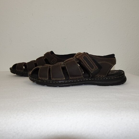 Rockport Fisherman Sandals Men’s Size 10 Brown Leather Casual Comfort Easy Close main image 5